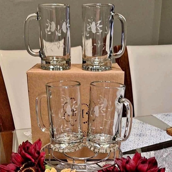 Crystal Clear Glass Mug Set with Handle